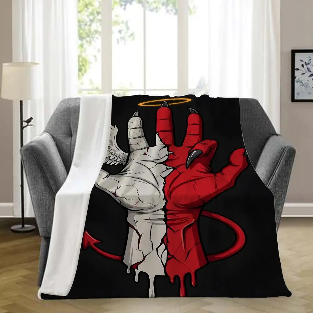

Heat transfer skull Throw Blanket Aesthetic Art Flannel Blanket Portable Home Travel Camping Sofa Picnic Thickening