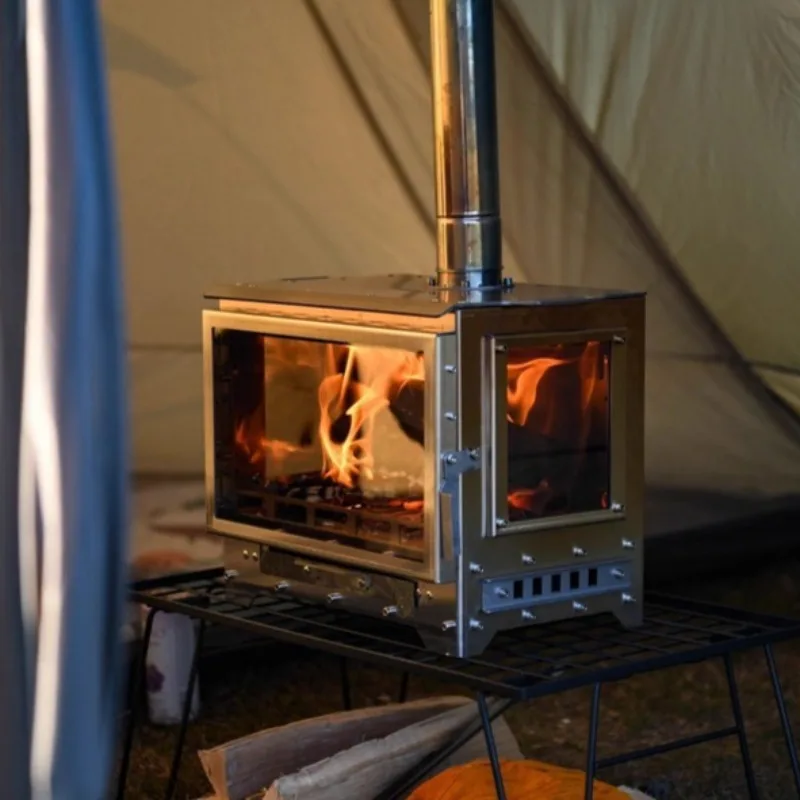 Winter Camping Firewood Stove Stainless Stee Portable Picnic Fireplace Heating Visible Burning Furnace Camp Cooking Supplies