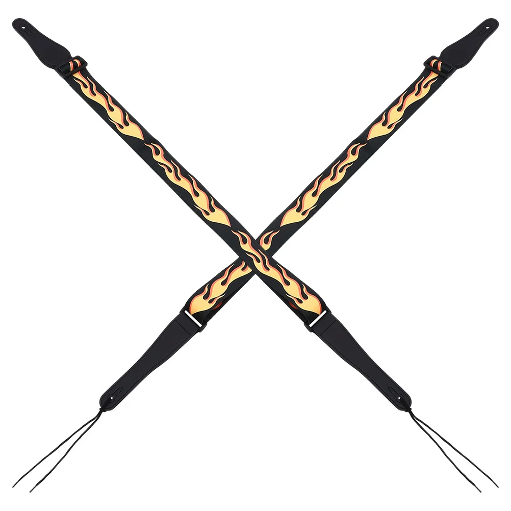 

2Pcs Guitar Strap Adjustable Flame Design Durable Polyester Replacement Bass Guitar Shoulder Sling Belt