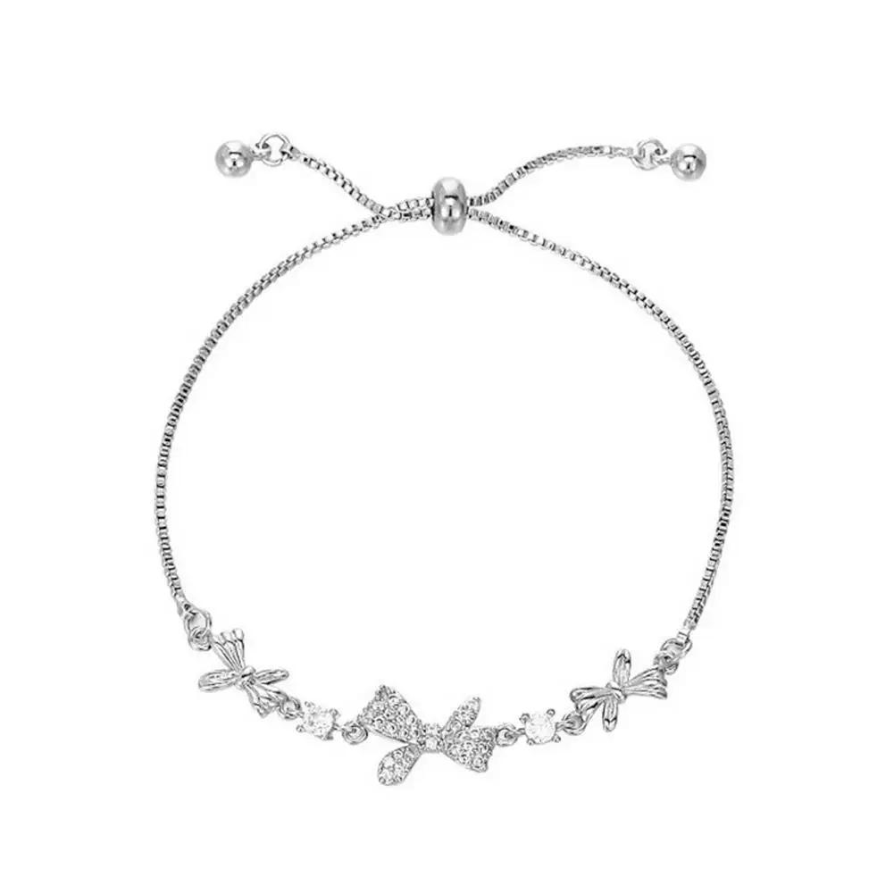 الحلو فراشة حجر الراين سوار للنساء الكورية Bowknot القوس تألق أساور بسيطة الزركون مجوهرات هدايا عيد الميلاد #6