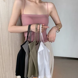 Solid Camisole Tops 2024 Y2K Slim Sexy Vest Tops With Chest Pad Seamless Suspender Back Tank Tops Women Clothes