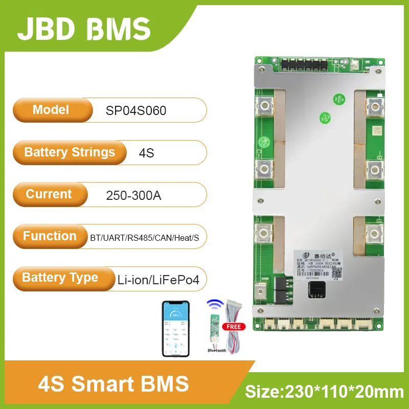 AYAA ile İlgili En İyi Ürün: JBD BMS 4S LiFePO4 300A Güç Bankası Batarya Yönetim Sistemi