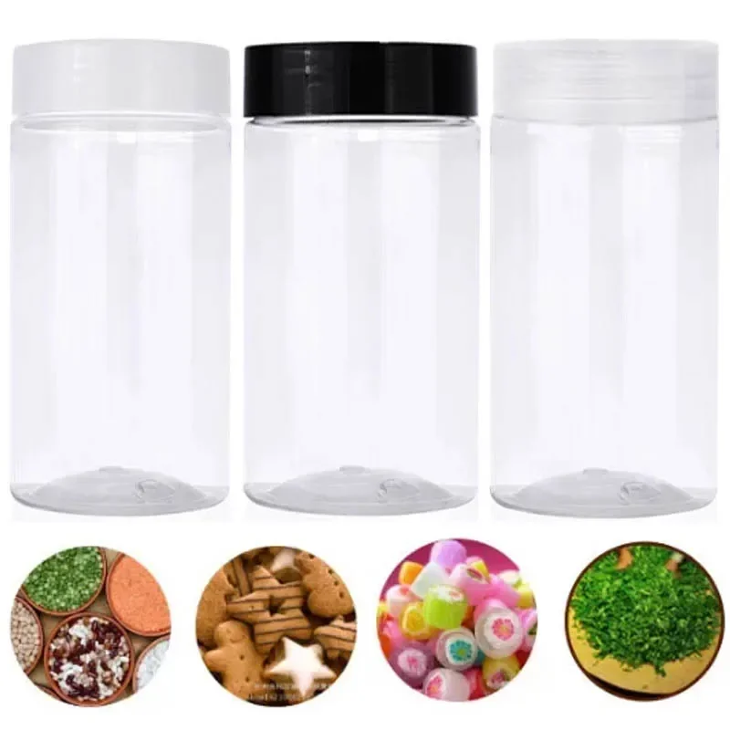 12PCS 500ml PET barattolo di plastica trasparente Candy Nut Cookie Packaging barattoli vuoti contenitore cosmetico bottiglie di spezie per cereali