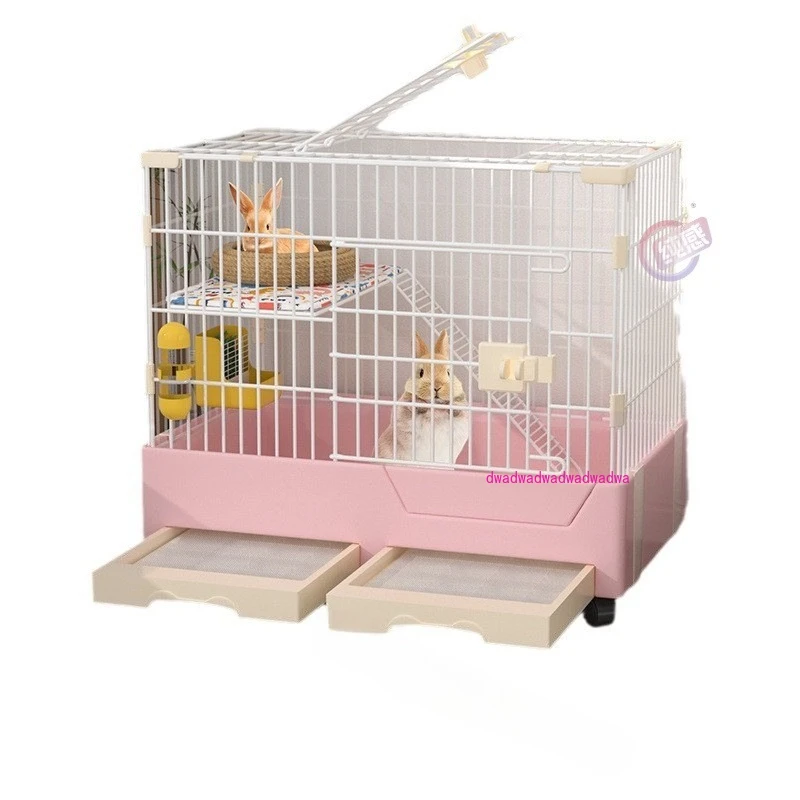 Rabbit Cage Household King Size Splash-proof Second Floor Indoor with Toilet Automatic Manure Cleaning
