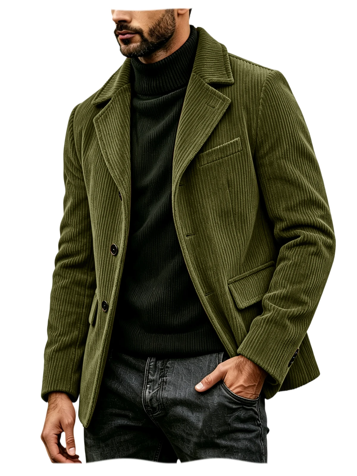 Men's Corduroy Suit Jacket Vintage Notched Lapel Single Breasted Loose Fit Casual Blazer High Quality Fashion Sport Coat Busines 16