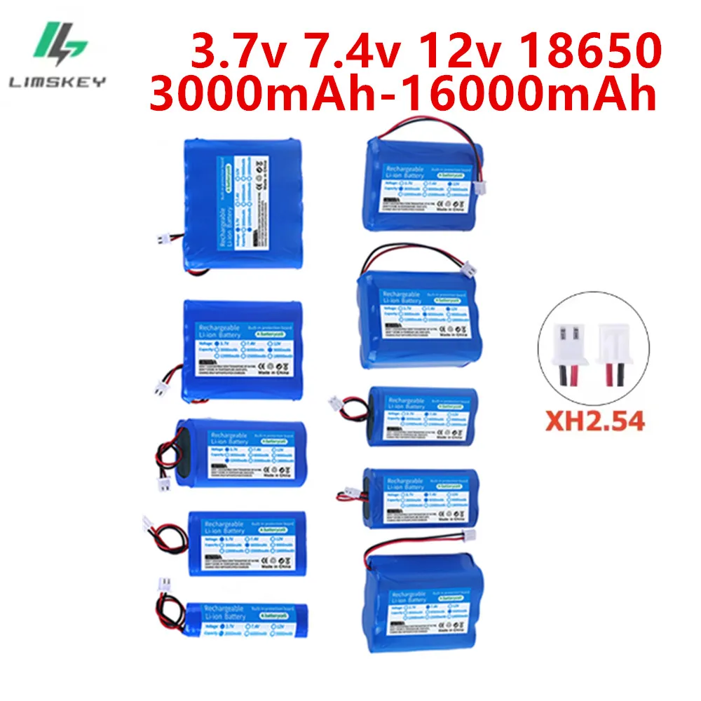 18650 Battery 1s1p 1s2p 1s3p 1s4p 2s1p 2s2p 2s3p 3s1p 3s2p 3.7V 7.4V 12V 3000mAh LED lights CCTV security devices Li-lon Battery