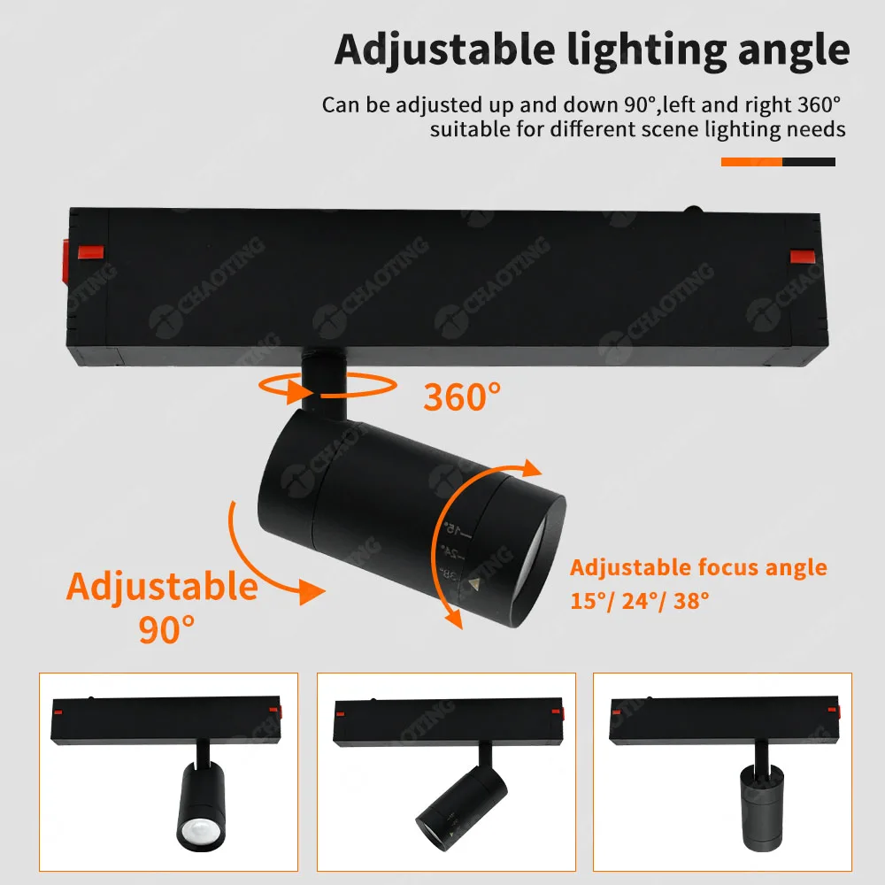 Surface Recessed Pendant LED Track Lights - 25-Type Magnetic Rail System with Adjustable Beam Angle for Commercial Spotlights