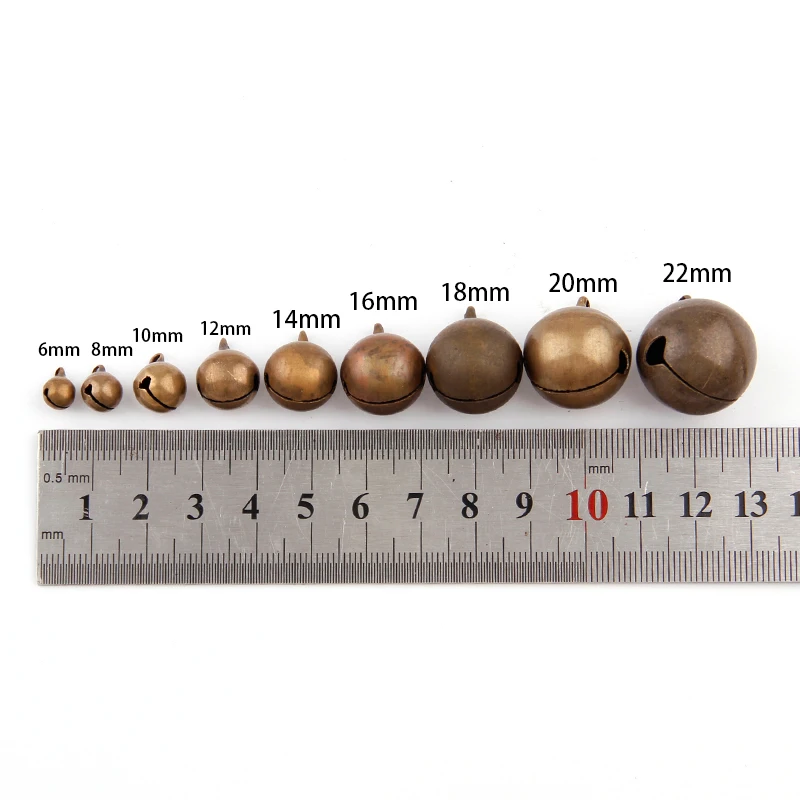 6/8/10/12/14/16/18/20mm Bronze Metal Jingle Bells Loose Beads Festival Party Christmas Tree Decorations DIY Crafts Accessories