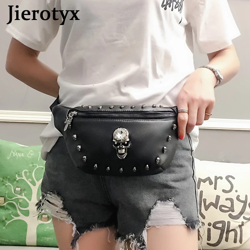 JIEROTYX-riñonera Unisex de calavera de hueso, bolso de cintura cruzado impermeable Vintage, cinturón ajustable para viajes, senderismo, correr,