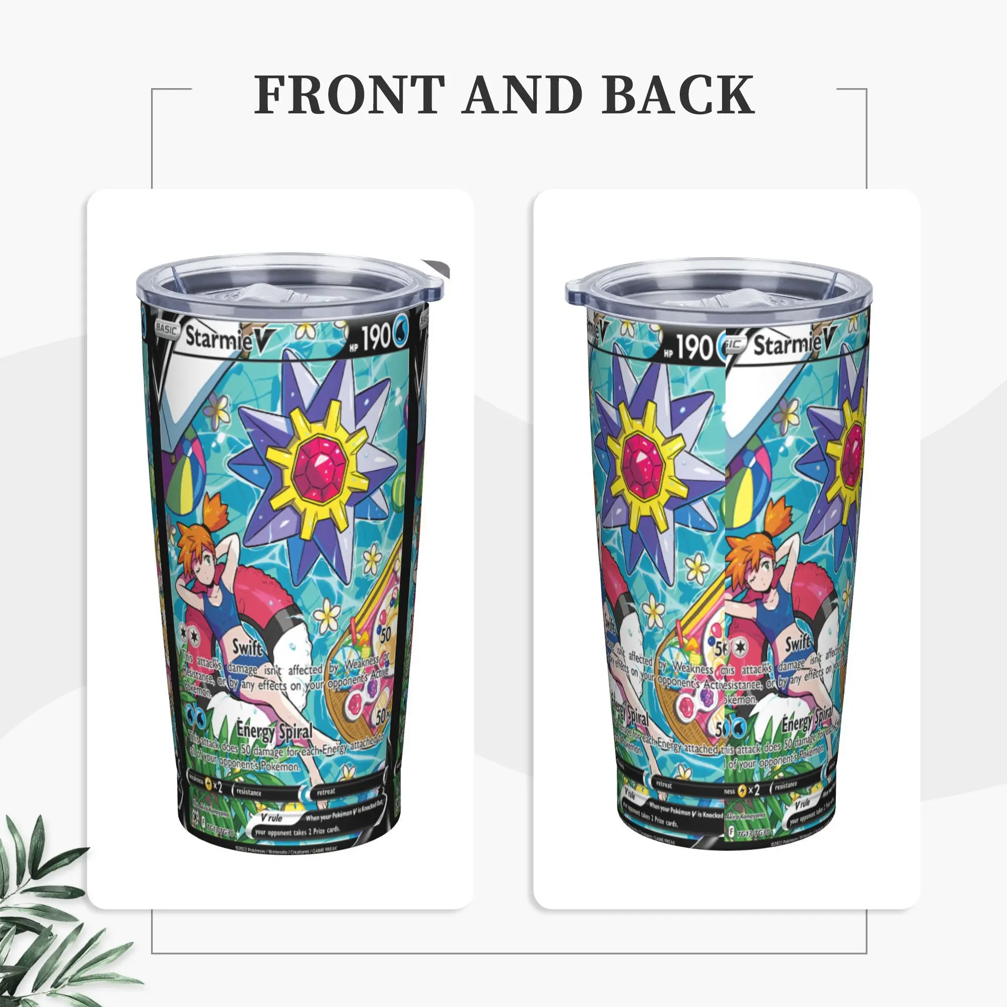 

Stainless Steel Tumbler Pokemon Starmie Mugs Cup With Straws Travel Hot Drinks Water Bottle Portable 20oz Thermal Mug