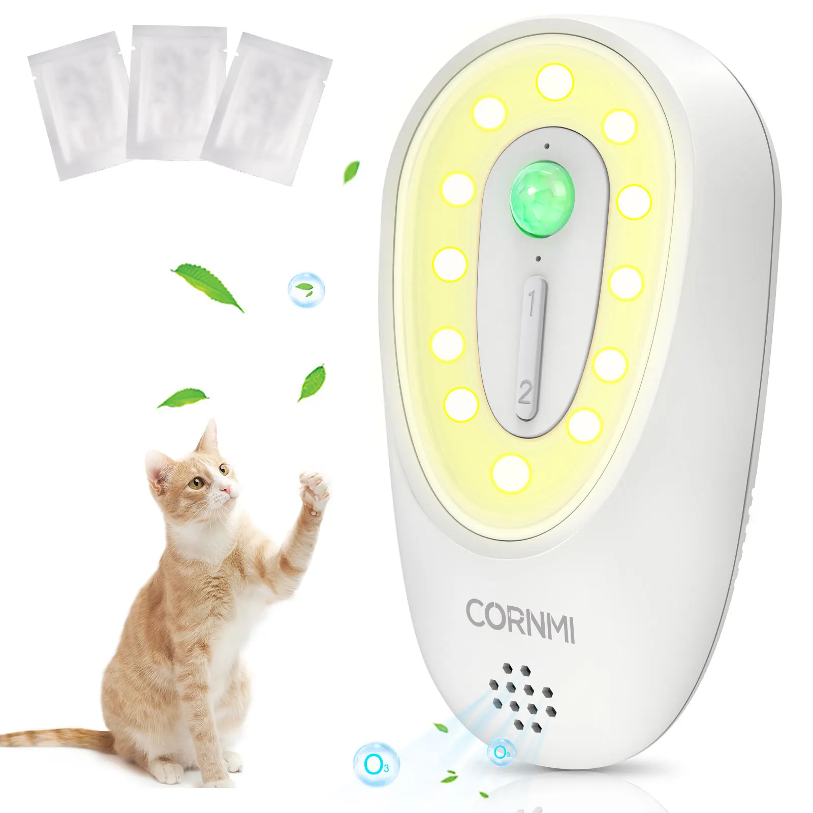 Cat Litter Box Odor Eliminator Air Purfier Freshener Lonizer Deodorizer Air Cleaner Motion Sensor Light For Pets Smoke Toilet