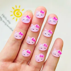 50Pcs New Cute Mini Cartoon Pink Kitten Resin Figurine Crafts Flatback Cabochon Ornament Jewelry Manicure Making AccessoriesA128