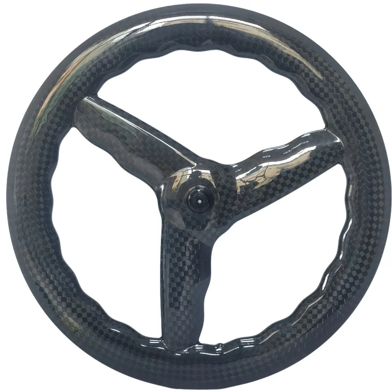 700C Wavy 3 Spokes Carbon Fiber Bicycle Wheel 28mm Width 70mm/75mm Depth for Enhanced Riding Experience