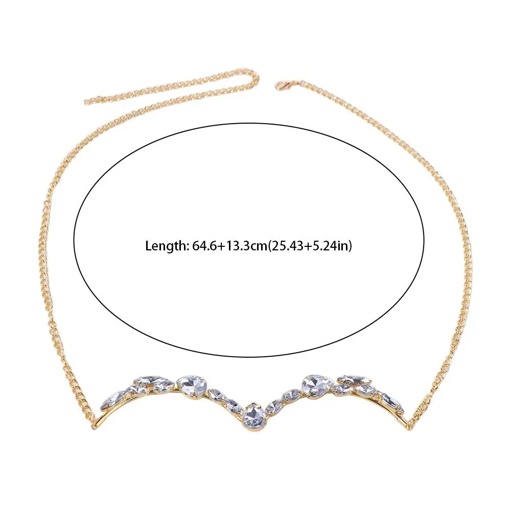 سلسلة وجه طويلة من حجر الراين فاخرة على شكل قطرة ماء قناع لامع لتزيين الوجه اللامع مجوهرات نصف إطار سلسلة نظارة للفتيات #3