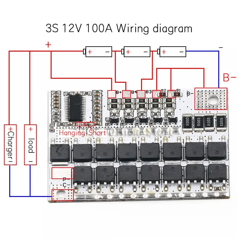 3s/4s/5s Bms 12v 16,8 v 21v 3,7 v 100a Li-ion Lmo, placa de circuito de protección de batería de litio ternaria, carga de equilibrio de polímero de