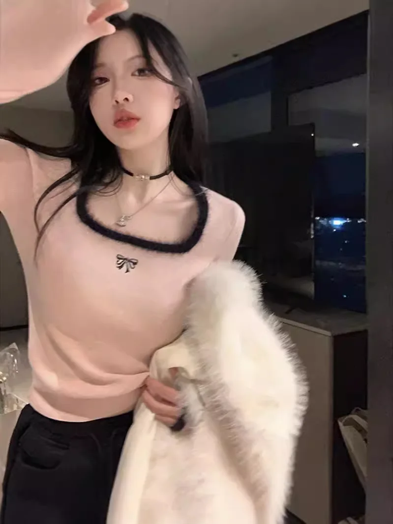 

Long Sleeve Shirt For Autumn Winter, Short Tops for Women, 2024, Sweet Style