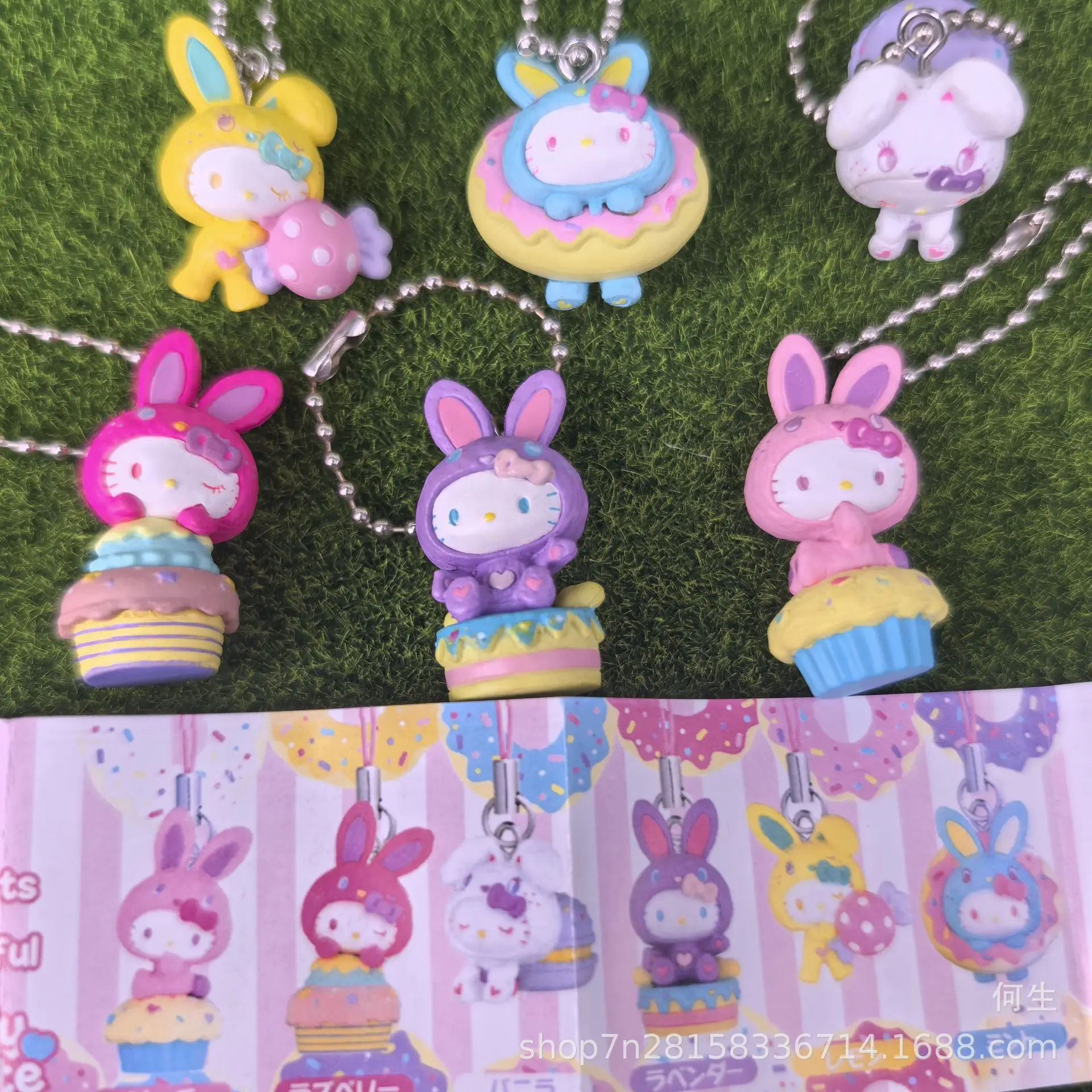 Cartoon Character HelloKitty Mini Anime Figue Candy Series Kawaii Keychain Cute Macaron Cake Bag Pendant Collectibles  Gifts view 3