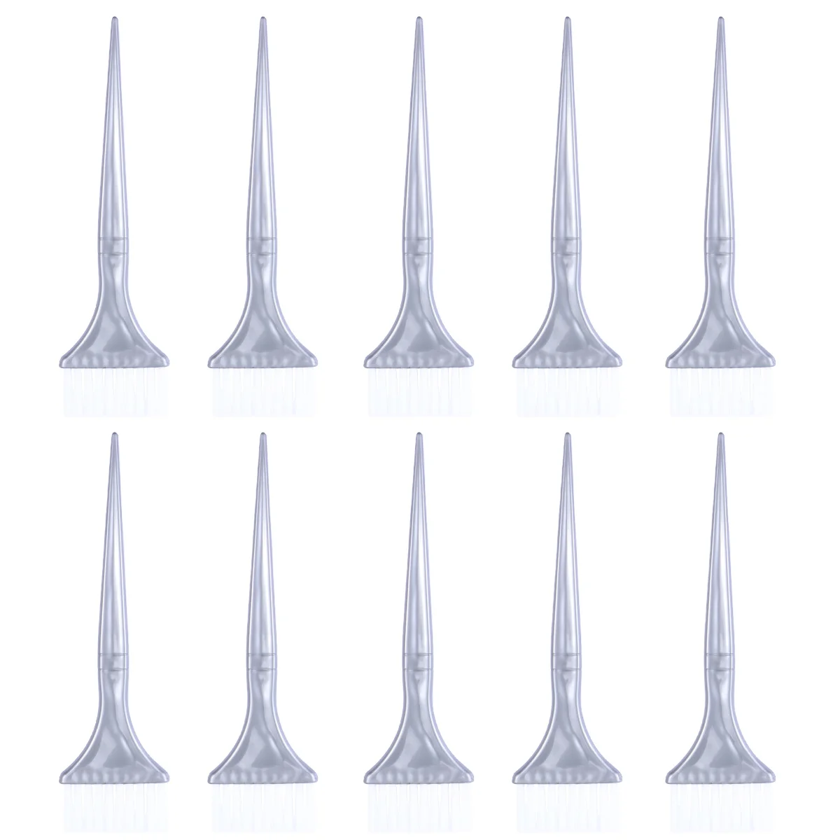 

10 шт., расческа для окрашивания волос премиум-класса, нейлоновая щетина для легкого нанесения краски, лечение волос, профессиональное использование в салоне, серебро