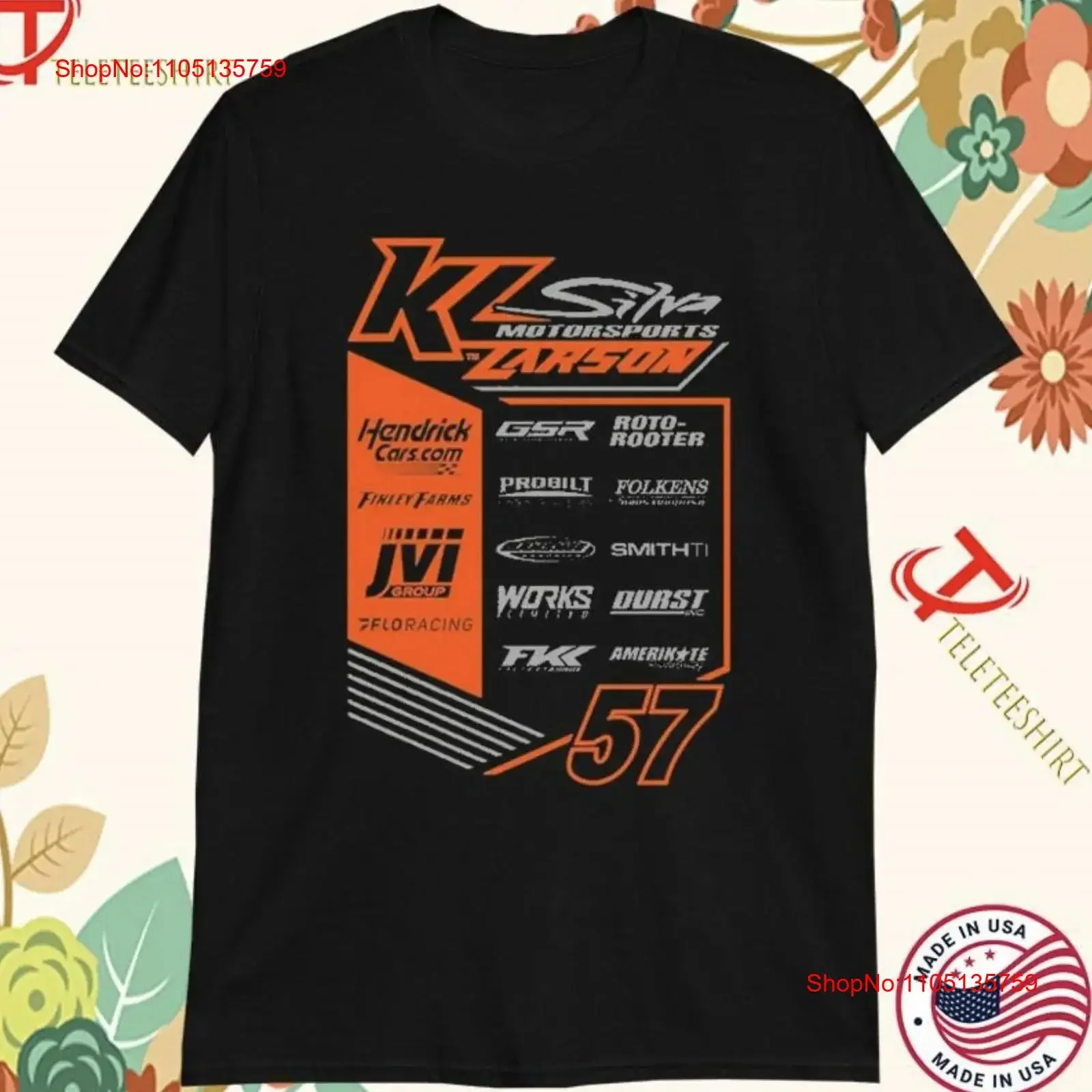Kyle Larson Motorsports 2025 57 Crew Design T Shirt vintage Washed Versatile designer clothes Stylish Top For Everyday Wear