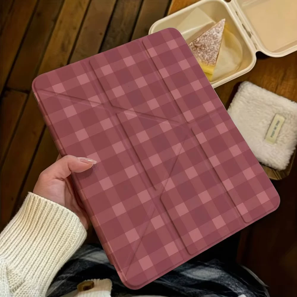 Pink Gingham Check PlaidCover For iPad Pro 11 12.9 13 M4 M5 10.2 Air 456 Funda for Samsung Tab A8 A9 A11 S6 S7 S8 S9 S11 Cover