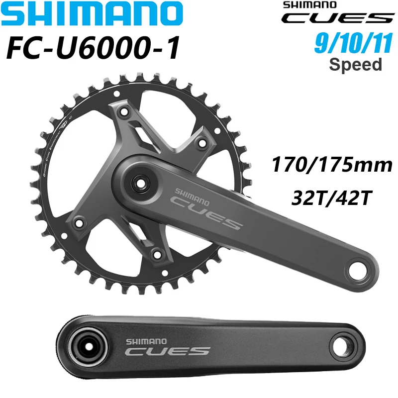 SHIMANO CUES U6000 9/10/11 Speed FC-U6000-1 Crankset for MTB Bike 170/175mm Crank Arm 32/42T Chainring Original Bicycle Parts