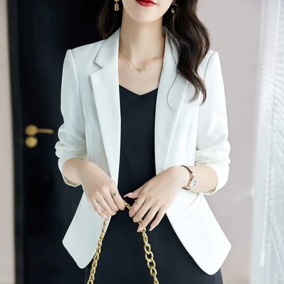 

Women Blazers New Spring Korean Slim Single Buckle Suits Coat Fashion Casual Slim Summer Sun Protection Clothing Large Size 4XL