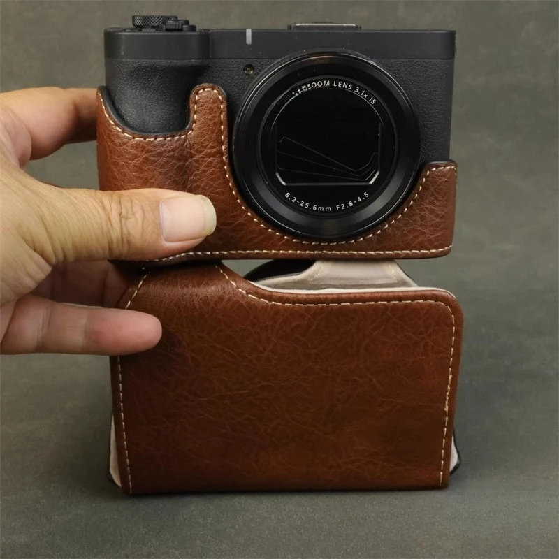 PU Leather Camera Bag  For Canon PowerShot V1 Camera Bag Half Cover Anti-fall Scratchproof Travel Storage Crossbody Bags