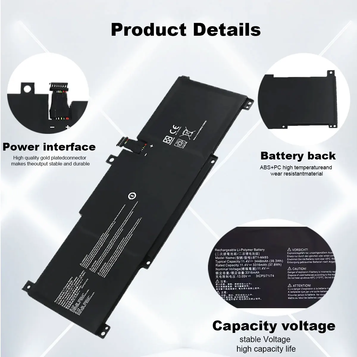 Imagem -03 - Bateria do Portátil para Msi Moderno 14 B11 Série B11mou B11mou861in 852vn 636ru 834ca 1064xes 11.4v 39.3wh 3448mah Novo Dxt-bty-m493