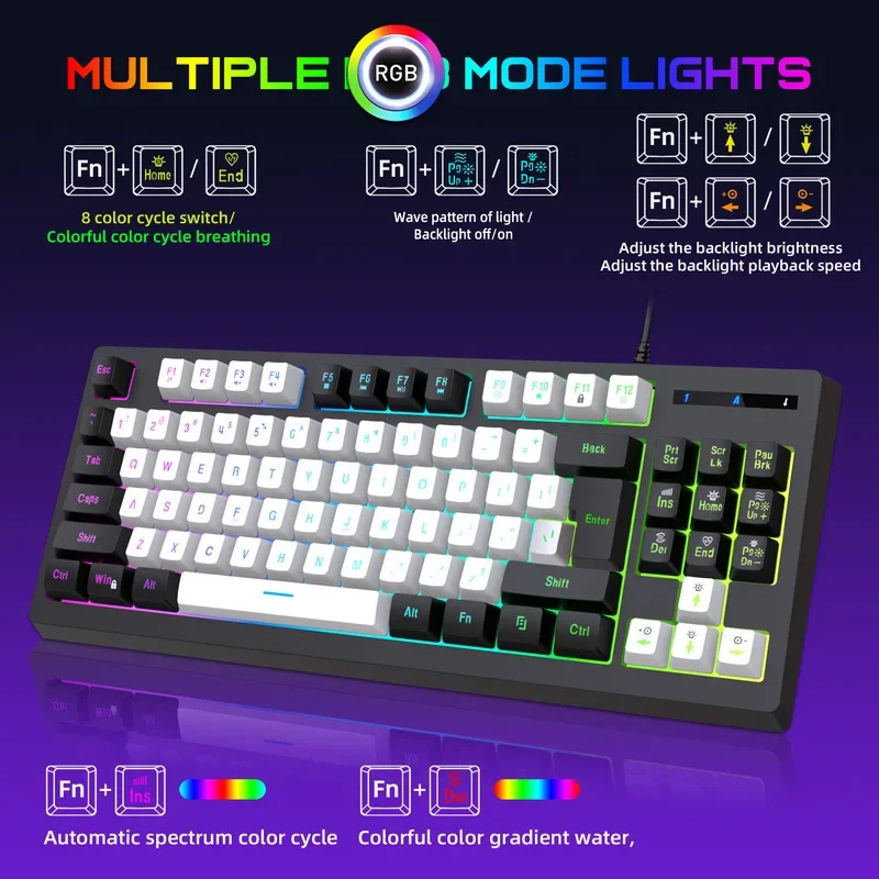 

Y-fruitful K69 Wired Game Keyboard Mechanical Feel Esports Rgb Glow 87 Key Computer Office Home Usb Wholesale Distribution