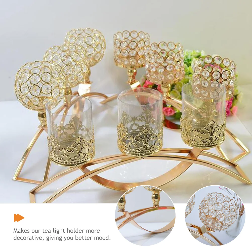 

Tea Light Holder Table Candelabras Outdoor Taper Golden Dining Room Centerpiece