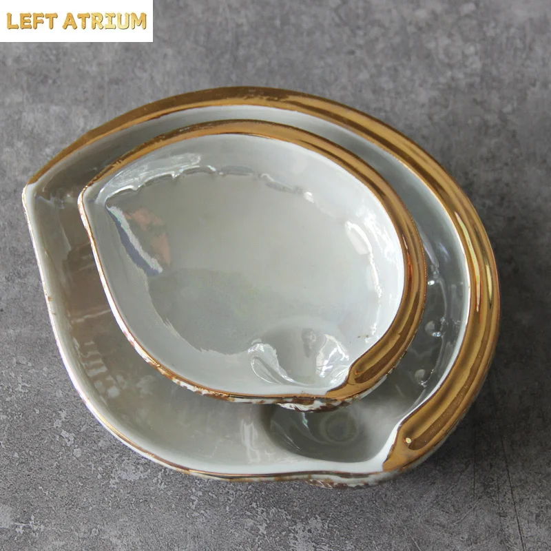 Abalone Shaped Ceramics Dining Plate Restaurant Tableware Sashimi Plate Dessert Plates Fruit Salad Bowl Dim Sum Dish Snack Tray