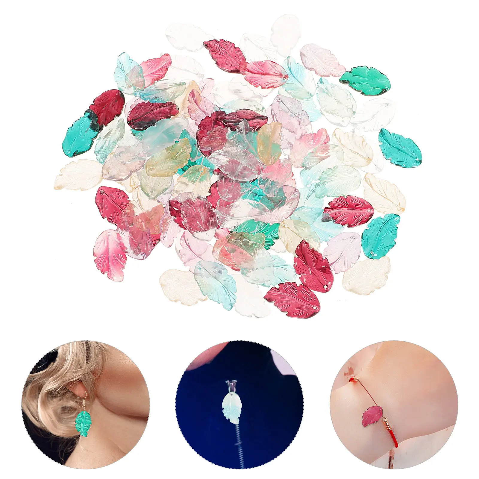 

100Pcs Leaf Shaped Charms DIY Jewelry Findings Necklace Pendant Making Supplies Craft Embellishments Style Leaf