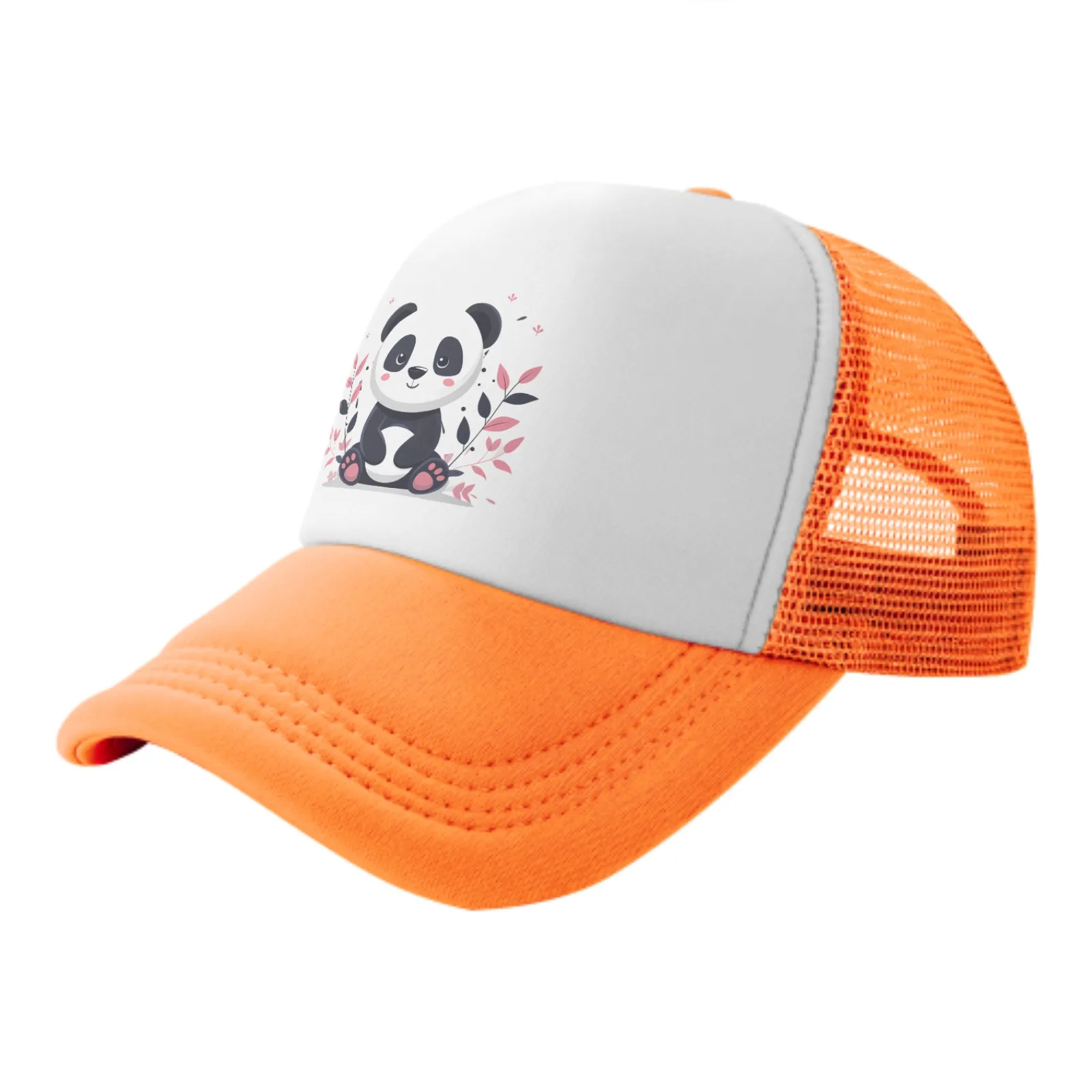 Cartoon Panda Sitting In Diaper Among Flowers Sports Daily Sun Hat Fishing Outdoor Men's and Women's Truck Caps Fashion