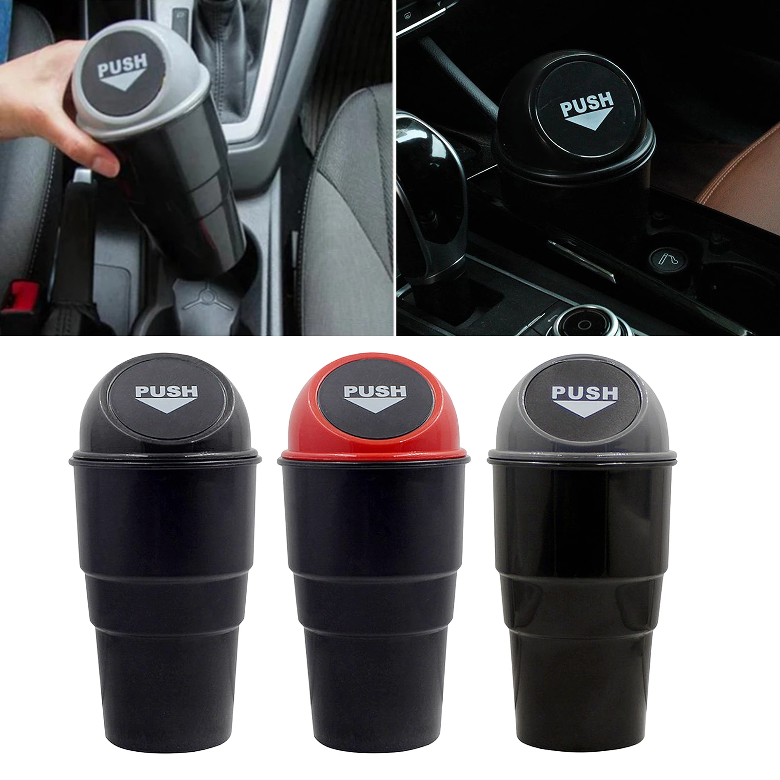 Car Trash Can with Lid Mini Car Trash Bin Portable Vehicle Auto Car Garbage Can Bin Trash Container Fits Cup Use
