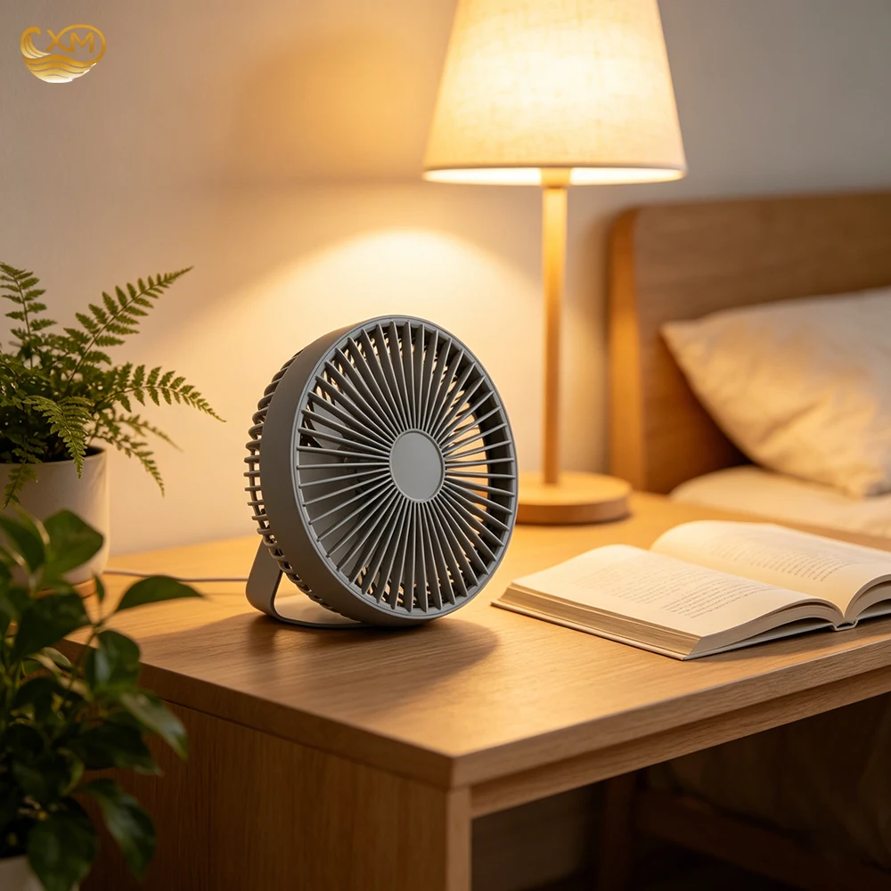 

Small Desk Fan Portable Fans with 3 Speeds Strong Airflow Quiet Operation Personal Table Fan with Light for Home Office