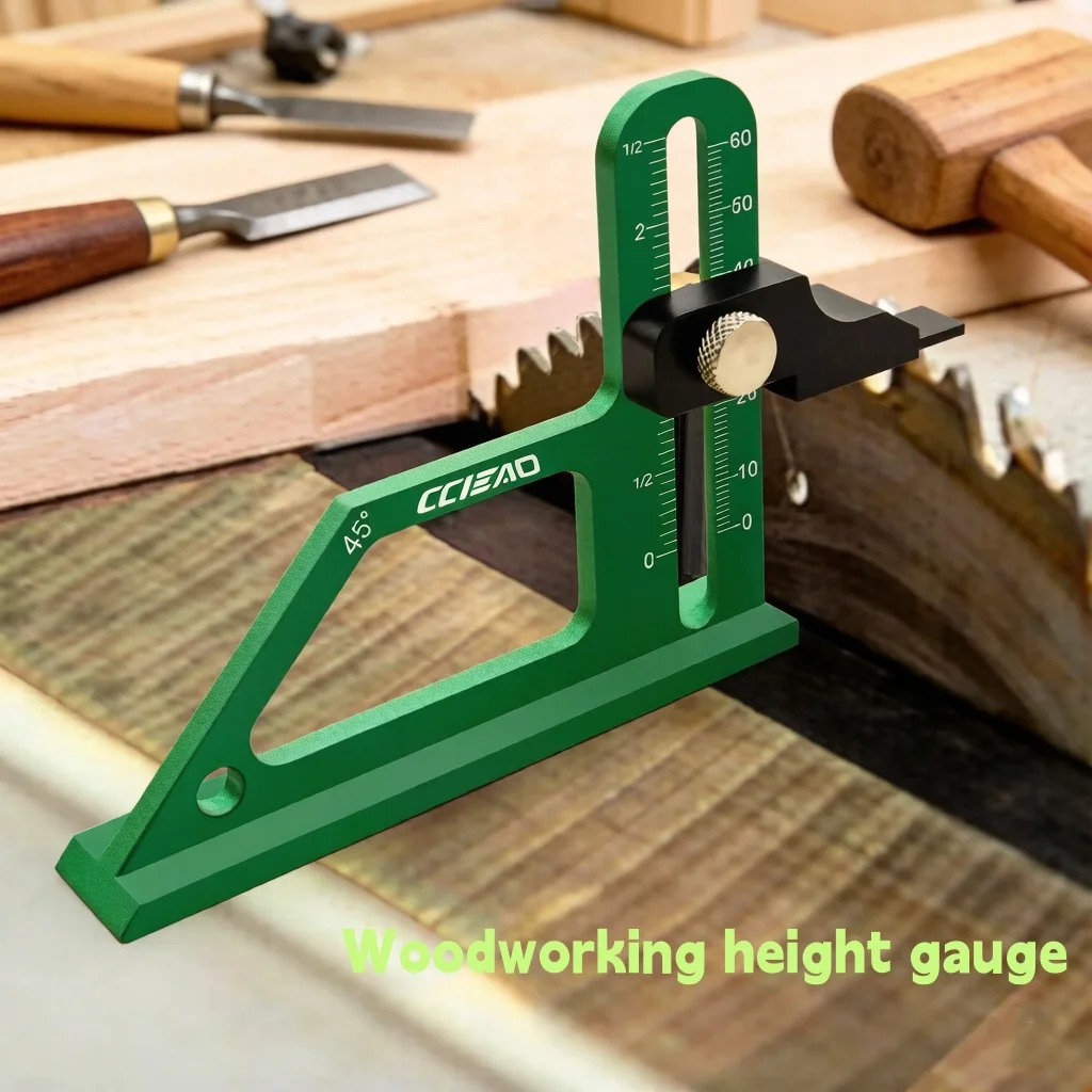 0-60mm CNC Height & Depth Gauge - Precision Aluminum Tool for Quick Setup of Table Saw Blade & Router Bit