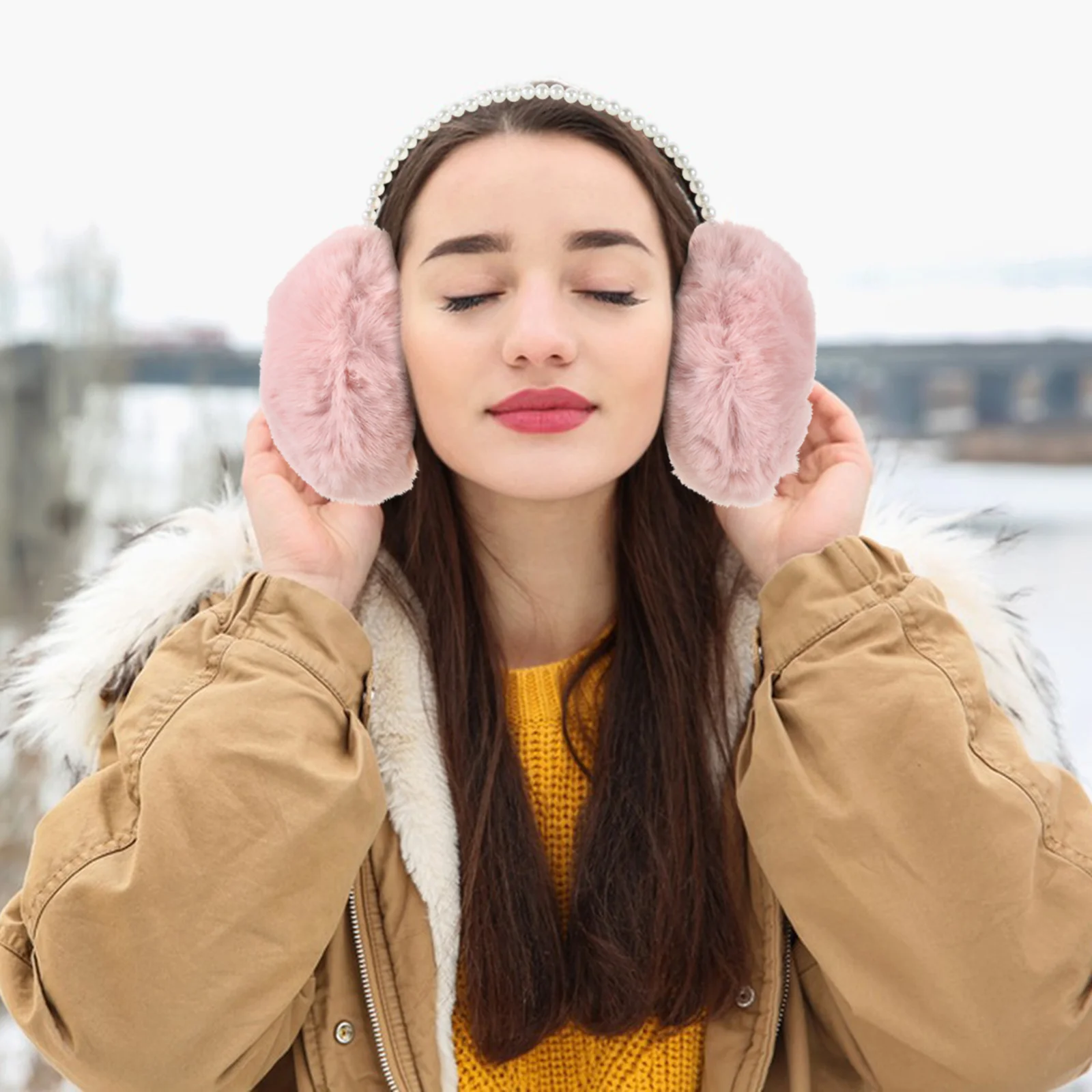 Diademas cubierta encantadora invierno cálido calcetines de Navidad perla niña rosa padre-niño