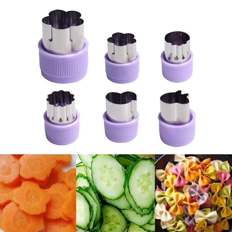 1PC Various Shapes Vegetables Cutter Plastic Handle Portable Cook Tools Stainless Steel Fruit Cutting Die Kitchen Gadgets