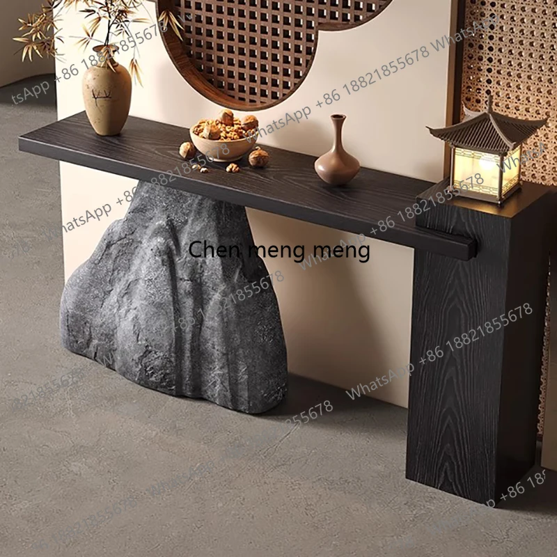 Medieval entrance table Solid wood entrance Simulation end view   Modern simple table Narrow side table
