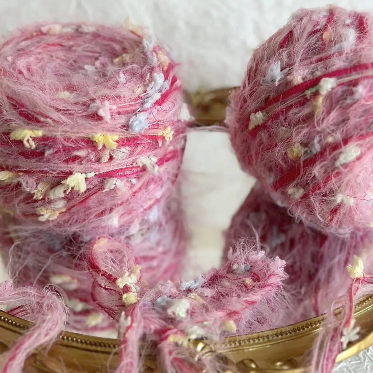 100g Hand Mixed Thread Strawberry Cake Color Matching,Woven Stick Needle Bag Scarf Special Thread,DIY Hair Clip Doll Fancy Yarn