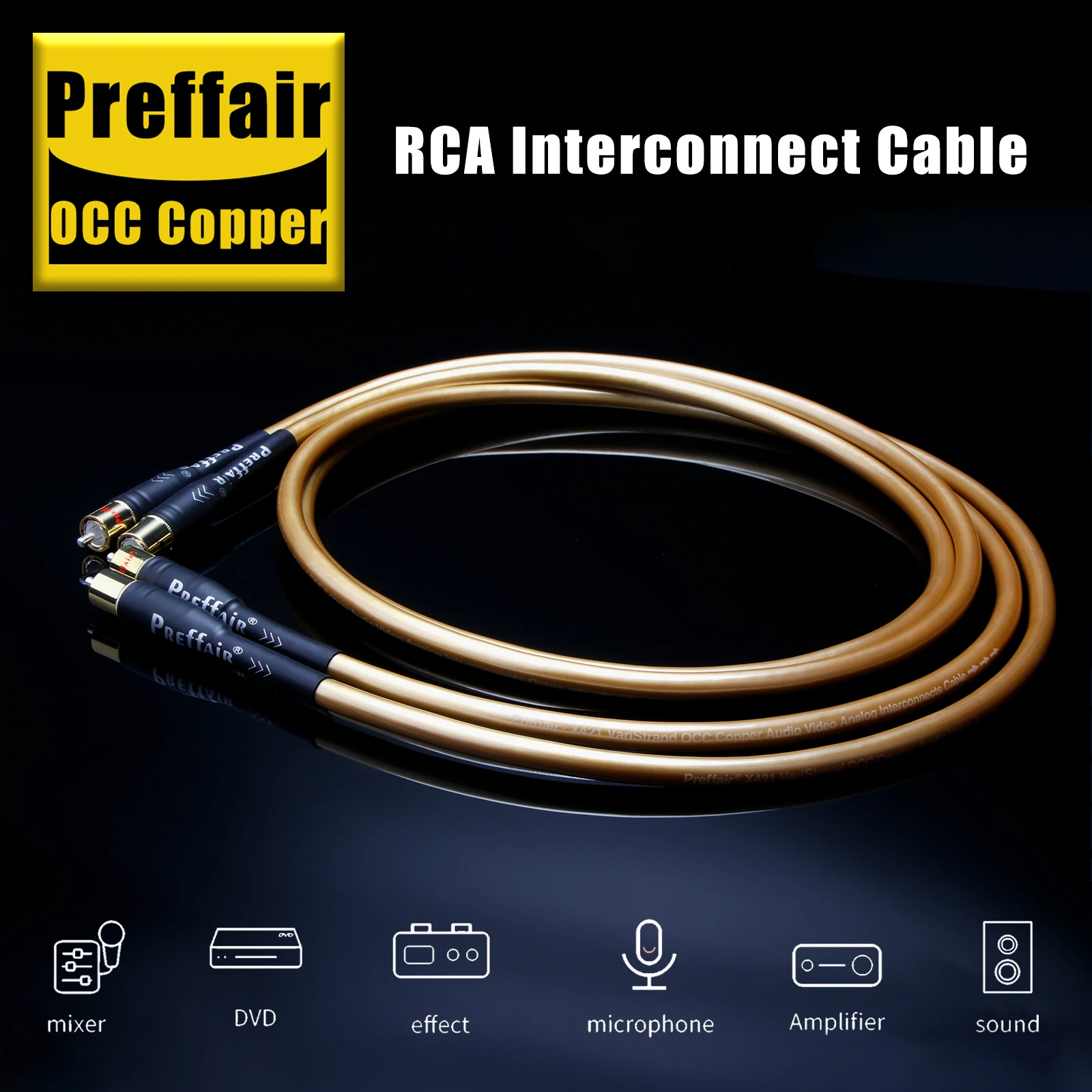 HiFi 6N OCC Copper XLR/RCA Audio Cable – 11-Core Hybrid Conductor (1x0.8mm + 10x0.3mm), Silver/Gold Plated Plugs, 8.7mm OD, Prem