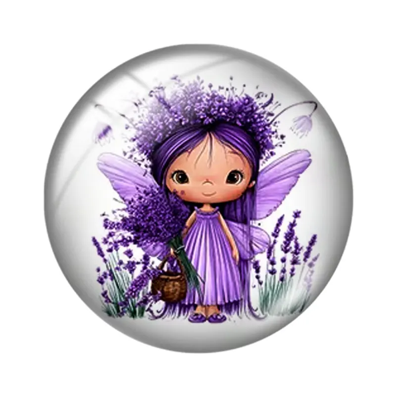 Dreamy Lavender Elf  10pcs 12mm14mm/16mm/18mm/20mm/25mm Round Photo Glass Cabochon Demo Flat Back Making Findings Jewelry