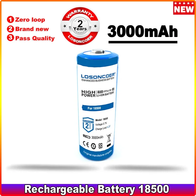 3.7V 18500 리튬이온 배터리 3000mAh, 실용성과 안정성의 완벽한 조합
