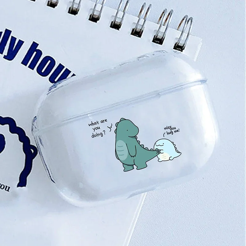 Bonito dinossauro casal abraço-me para apple airpods 1 2 3 4 caso de fone de ouvido macio tpu funda para apple airpods pro 3 earpods caso