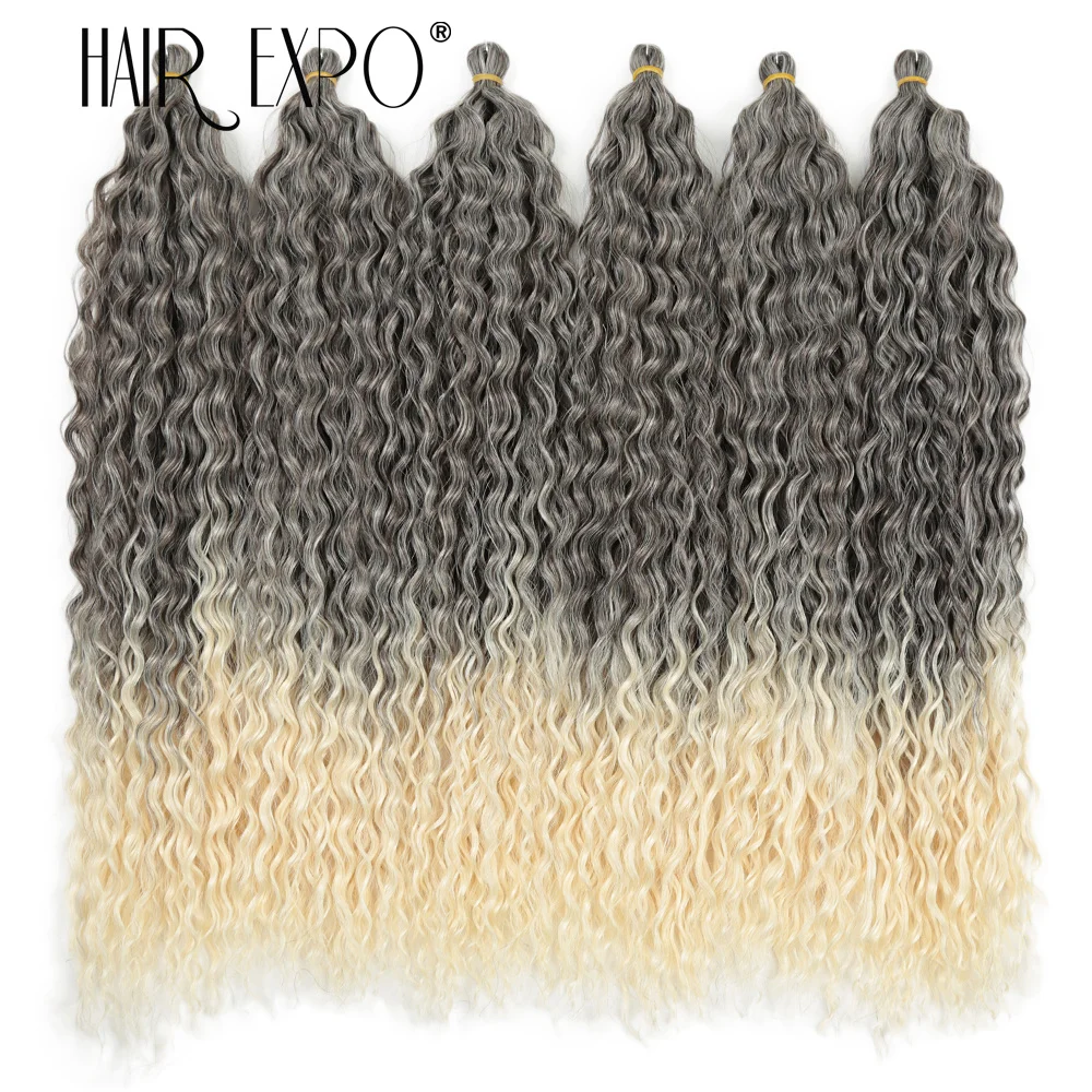 22" Ariel Curl Häkelhaar Synthetische Tiefe Welle Geflecht Haarverlängerung Ombre Ariel Curl Haar Weiche Wasserwelle Twist Haar Blond Rosa – Detail 10
