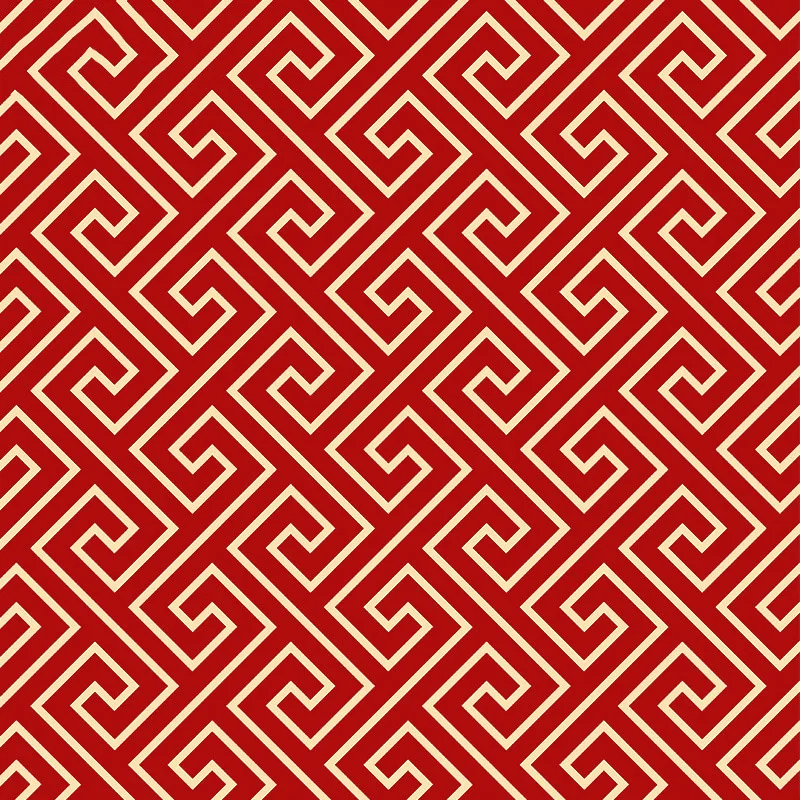 New Chinese Style Wallpaper Retro Pattern Classical Zen Atmosphere Chinese Theme Restaurant Living Room Bright Red TV Background