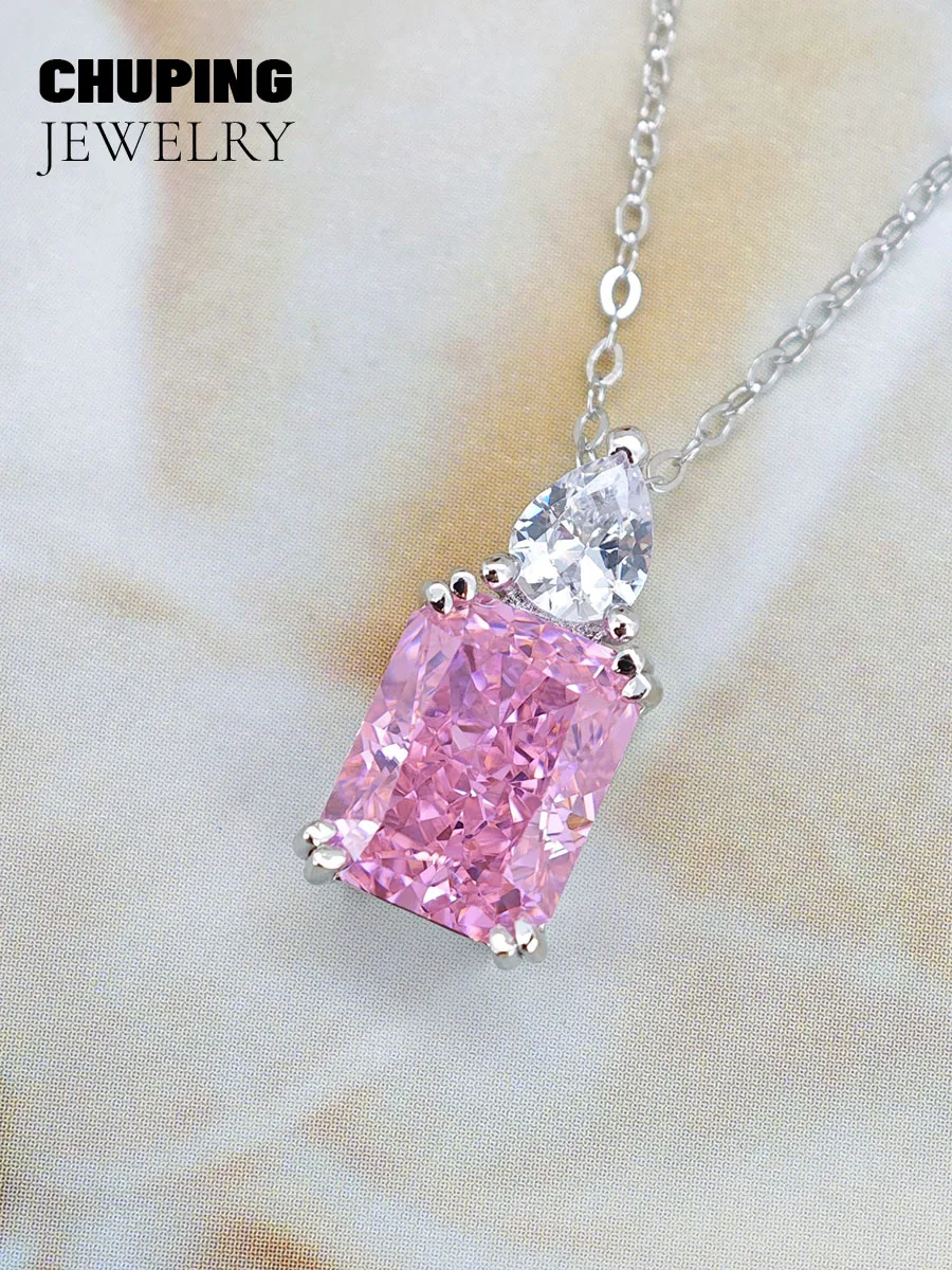 

Chu Ping Fashion Jewelry Pink Crushed Ice Cut Cubic Zircon S925 Necklace For Birthday Surprise or Grownup Gift Lively & Fancy