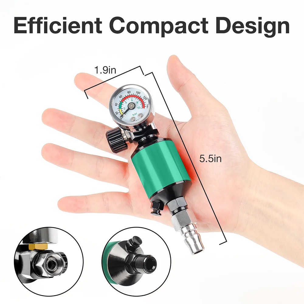 Professional 1/4" NPT Spray Gun Air pressure Regulator,Air Oil And Water Filter,Home Use 140 Psi/10 Bar Pressure Regulating Tool