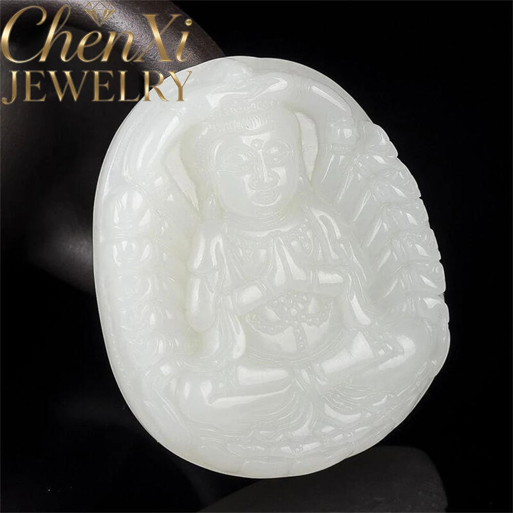 

High-End Hetian White Jade Thousand Hand Avalokitesvara Pendant Luxury Quality Fashion Fine Jewelry Exquisite Popular Mascots