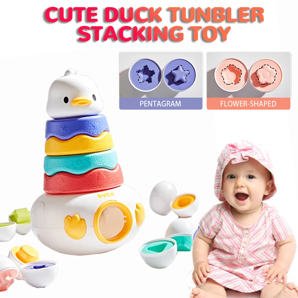 

Stacking Toy for Baby Matching Eggs Kawaii Cute Duck Stack Cup Tumbler Puzzle Ring Educational Toys for 12 Month 1 2 3 Years Old